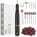 Cordless Nail Drill Electric Rechargeable File Kit, Professional Efile Acrylic Gel Nail Polish Remover Pedicure Manicure Machine Portable Set with 11 Bits 56 Sanding Bands (Black)