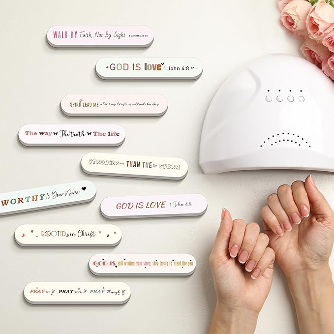 50 Pcs Christian Gifts for Women Bulk Women's History Month Gift Christian Nail File Bulk Mini Bible Scripture Emery Board Nail Files Religious Appreciation Gifts for Employee Teacher