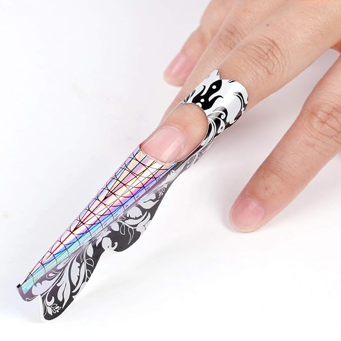 DouborQ 500PCS Acrylic Nail Forms,Nail Extension Tips,Nail Forms for Acrylic Nails,Acrylic Nail UV Gel Nail Forms Guide Stickers Nail Art Equipment for Salon