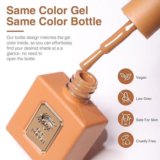 6Pcs 12ml Gel Nail Polish Set with Nude Brown, Gel Polish Kit for Salon DIY at Home, Soak Off LED UV Gel Nail Polish, Gifts for Women Girls