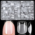 420pc Extra Short Square Gel Nail Tips Clear Fake Nails, XS Clear Press on Nails Short Square Soft Gel Nail Tips Acrylic Nail Full Cover False Nail Artificial Fingernail for Nail Extension Press-ons