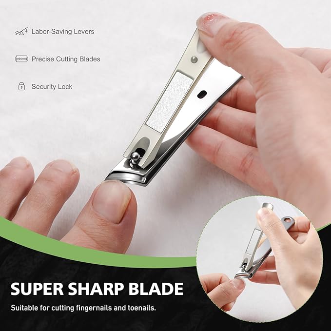 BALUCA Slanted Blade Ingrown Toenail Clippers for Thick Toenails, Angled Toe Nail Fingernail Cutter Trimmer for Seniors and Men - Champagne