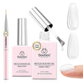 Beetles HEMA-FREE & TPO FREE Builder Nail Gel-Frosted Glow 2 Colors Strengthening Nails Building Apex & Extension for Beginner DIY Salon at Home,Clear & Jelly White Builder Gels UV & LED Lamp Need