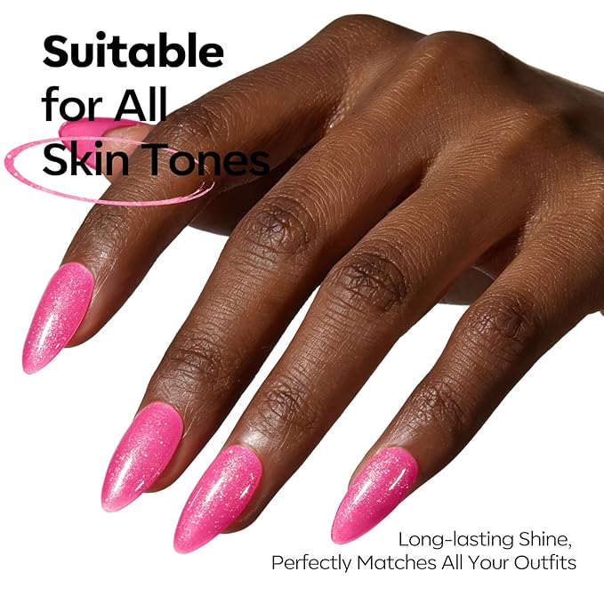 modelones Glitter Rosy Pink Gel Nail Polish PGlitter Gel Nail Polish Soak-Off UV Gel Polish - 28+ Days Long-Lasting Salon-Quality Nail Art DIY Manicure & Gift 15ML