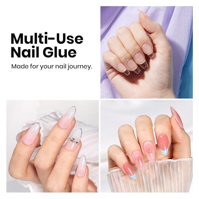 Beetles 3Pcs 15ml HEMA-Free Nail Prep & Glue Set, Professional Protein Nail Prep Acid-Free Dehydrate Bond Primer, TPO Free 9 in 1 Nail Glue Gel for Nail Tips Clear Press On Nails Nail Extension