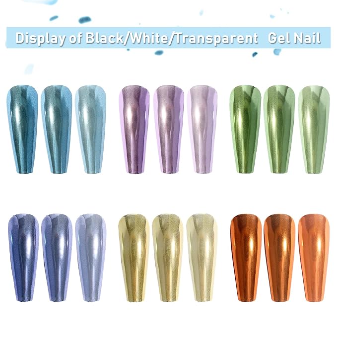 6 Box Chrome Nail Powder, Chrome Effect Nail Powder Set, Shiny Nail Glitter Powder with Magic Mirror Effect for Nail Art Design Decoration(Christmas Color Series)
