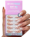 BTArtbox Press On Nails Almond - Gala Polka, 3D Polka Dot Ombre Medium Press On Nails with Glue and Adhesive Tabs for Women in 16 Sizes - 32 Soft Gel Glue On Nails Kit