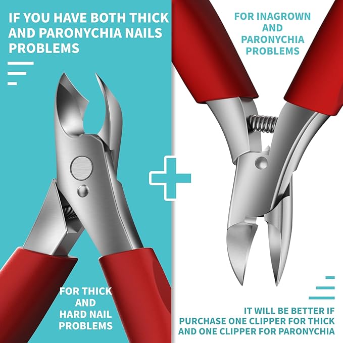 Toenail Clippers for Ingrown & Thick Toenails - Heavy Duty Toe Nail Clippers for Remove Side Ingrown Toenail with Angled Sharp Blades, Professional Pedicure Tool with Long Handle for Seniors & Men