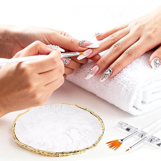 22PCS Nail Art Tools Kit, Nail Brushes Set with Dotting Tools, Palette, Transparent acrylic pen holder, Professional Nail Design Brushes for Nail Painting, Drawing, Detailing - White