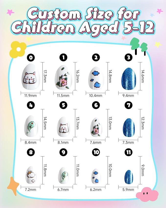 Cute Press on Nails for Kids,Girls Trendy Stuff Fake Nail Kit for Ages 5-12, Pre-glue Glitter Short Acrylic Nail Stick on Nails, Great for Girl Birthday Gifts, Parties&Makeovers Decoration