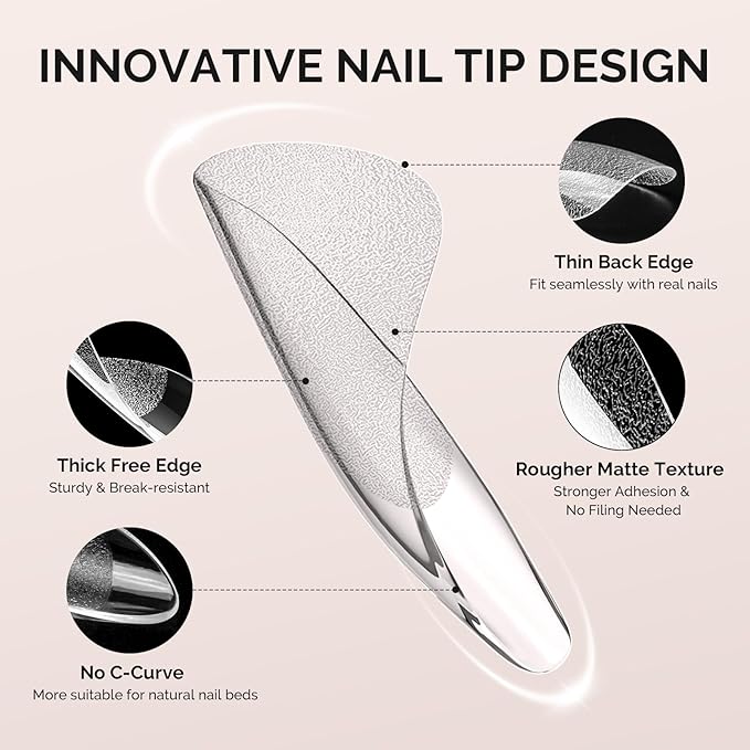 MelodySusie Short Ballerina X Nail Tips - 300Pcs 15 Sizes Clear Acrylic, Half Matte Full Cover Press on Nails for DIY Extension & Salon Use,Pre-Shaped for Long-Lasting Manicure