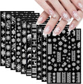 10 Sheets Christmas Nail Art Stickers Snowflake Nail Stickers White Nail Decals Winter Self Adhesive Nail Art Supplies for Women Girls DIY Manicure Nail Art Decorations
