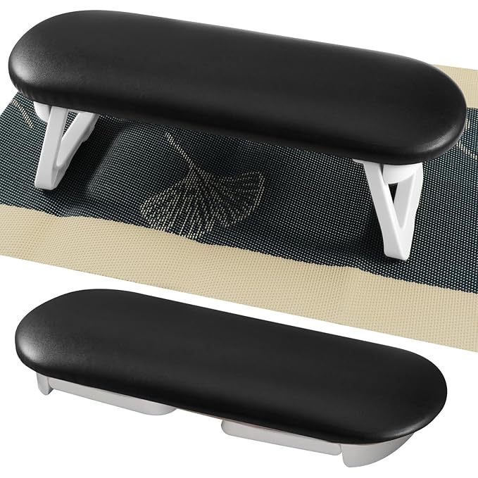 Diesisa Nail Arm Rest, Foldable PU Leather Nail Hand Rest For Nails Tech with Soft Table Mat, Soft Hand Rest for Acrylic Nails/Nail Hand Pillow for Manicure Salon Use-black