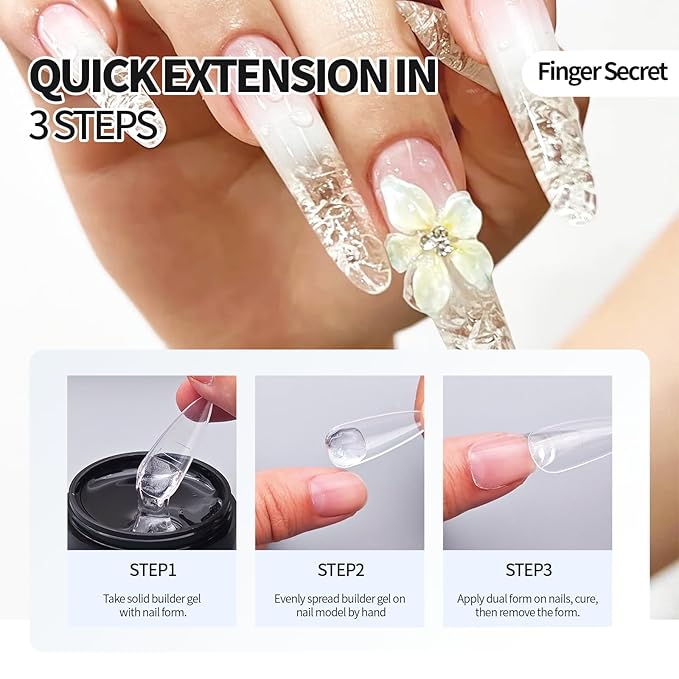 3D Gel Nail Art Kit-Milky White Solid Builder Gel for Nails 3D Sculpting Carving Building Modeling Hard Extension for Beginner DIY Salon at Home Cured Needed