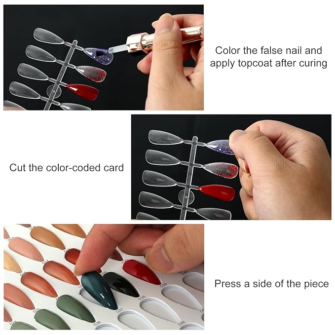 480PCS Nail Color Display Tips,Almond Shaped Premium Acrylic False Nail Tips for Gel & Regular Polish, Durable, Easy to Color – Perfect for Nail Practice & Professional Use(Clear)