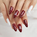 Press On Nails - Paris | French Tip, UV Finish Almond Nails, Reusable | 16 Sizes - 32 Nails in Kit with Glue (Love)
