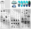 PH PandaHall 3pcs Polar Animal Nail Stamping Plates Seal Nail Art Stencils Polar Bear Nails Image Plates Glacier Nails Stamper Plate Aurora Manicure Art Templates for Women Manicures Salon Design