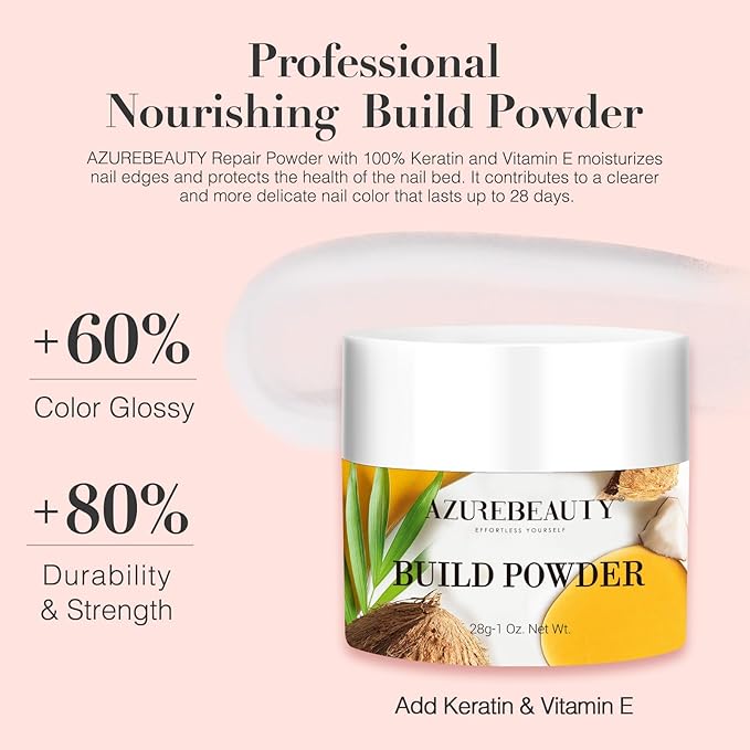 AZUREBEAUTY Clear & White Dip Powder Nail Kit, 28g/1Oz 15 Pcs Essential Dipping Build Powder with Basics Dip Powder Liquid Set Top & Base Coat Bond Activator for Beginners Nail Manicure Salon Home