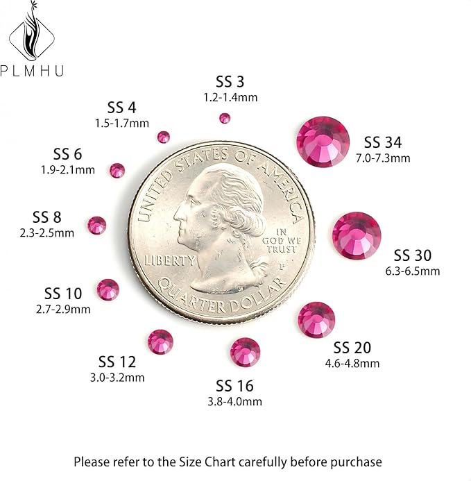 2880pcs Flat Back Rhinestones Glitter Round Crystal Gems Glass Rhinestones for Crafts Nail Art Clothes Shoes DIY Decorations, Rose, SS6, 1.9-2.1mm