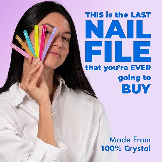 Crystal Nail File 5.3in, Glass File Durable, Perfect for Home, Office and On The Go, Elegant Design for Professional Manicure and Pedicure Results