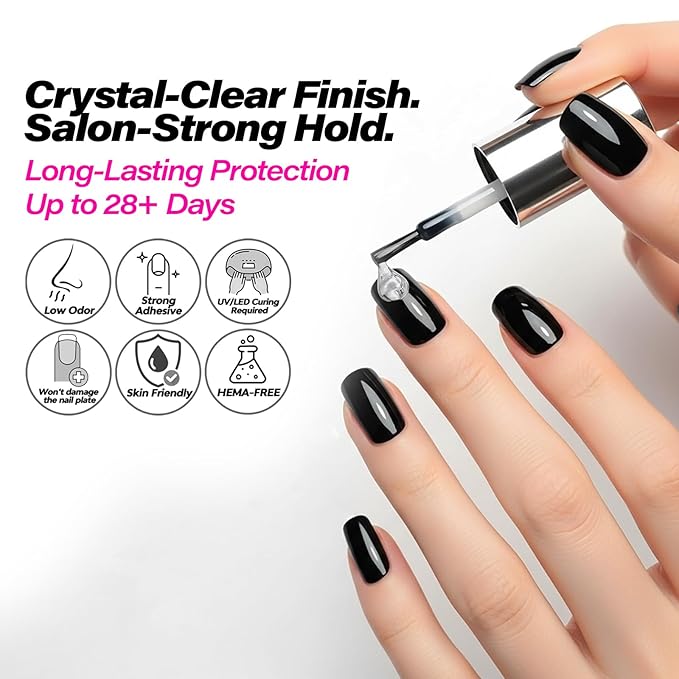 GELPARTY Gel Top Coat & Base Coat Set 2x15ml – No Wipe, HEMA-Free, Long-Lasting UV/LED Soak-Off Gel Nail Polish Kit, High Gloss Shine, Strong Adhesion, Chip-Resistant, Salon & DIY Manicure Essentials