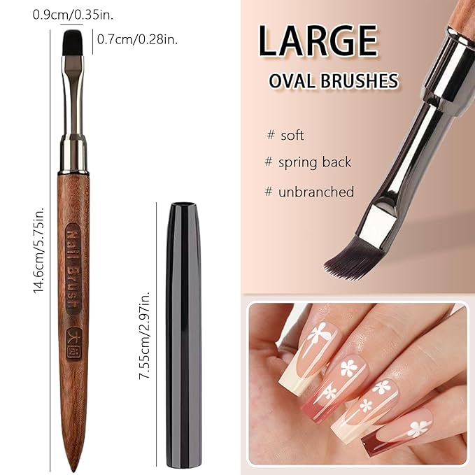 Wood Flat Nail Clean Up Brush, Cleaning Polish Mistake On The Cuticles, Acetone Manicure Brush for Builder Gel | French Tips | Salon & Home Use | Nail Artists & DIY Enthusiasts