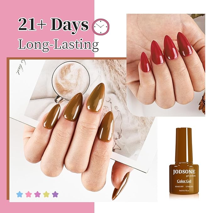 JODSONE 36 PCS Gel Nail Polish Set-32 Colors Gel Nail Polish Set Same Color Same Bottle No Wipe Base Top Matte Glitter Coat Professional Choice Salon Gifts