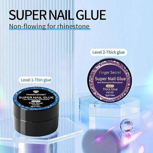 Nail Rhinestone Glue - Durable Nail Gem Adhesive, for Securing Nail Gems, Rhinestones & 3D Nail Charms, Long-Lasting Rhinestone Glue for Nails