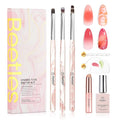 Beetles Blooming Gel and Nail Art Brushes Set - Ombre Nail Brush Gradient Stipple Clean Up Fingernail Art Pens and Silicone Dotting Tool for Gel Polish Blush Marble Chrome DIY Manicure Designs