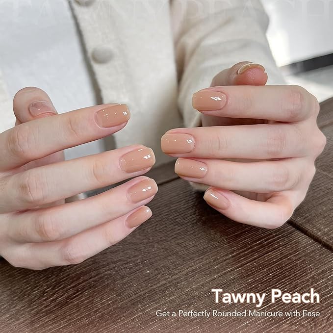 GAOY Colored Builder Base 30g with a Brush, 4-in-1 Long Lasting Nail Builder Gel Nude Natural Jelly, Soak Off UV Light Cure Nail Strengthening, Tawny Peach