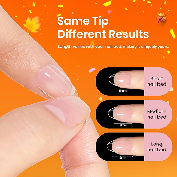 Beetles Gel Nail Kit Etch-X, Almond Short, 576pcs 12 Sizes, with Dehydrator and Primer, Solid Glue Mini Lamp, Pre-Etched Half Matte Acrylic Nail Kit Fake Nail for Home DIY Extension Set