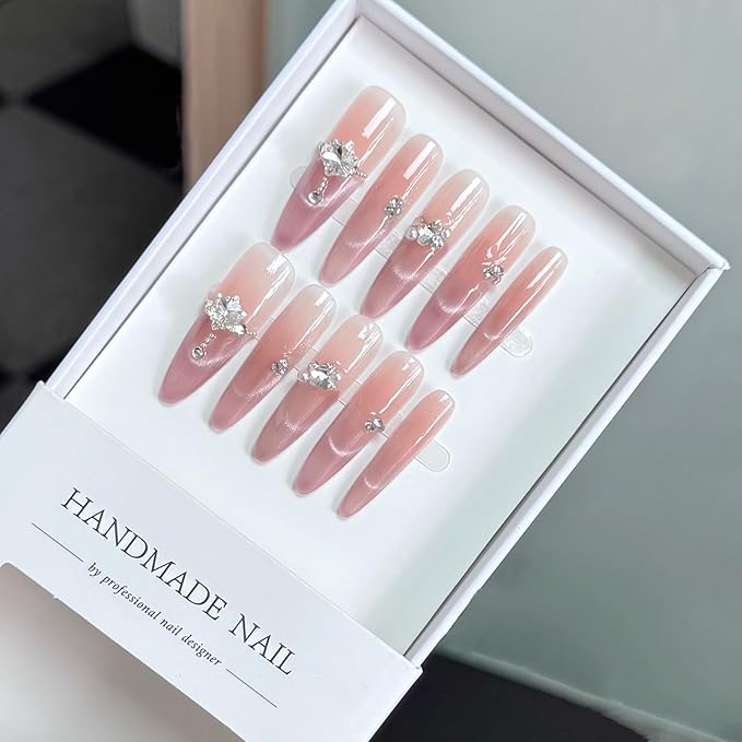 10Pcs(1Pack) Handmade Press On Nails 3D Flower Nails Cute Catoon Joey Nails for Women Party Holiday Daily Wear Size M