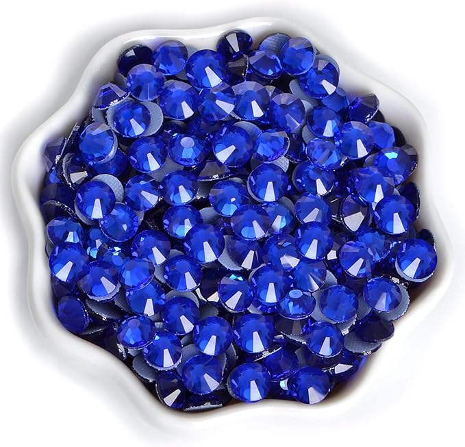 2880 Pieces SS8 Sapphire Hotfix Rhinestones Flatback Round Crystal Glass Rhinestones Gems for Crafts Nail Face Art Clothes Shoes Bags DIY