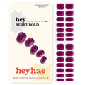 Heyhae Semi Cured Gel Nail Strips | No LED Lamp Needed | Fall, Jelly, Purple | Easy Apply & Remove, Salon Quality | Includes 28 Strips, 1 Prep Pads, Nail File & Wooden stick - Hey, Berry Bold