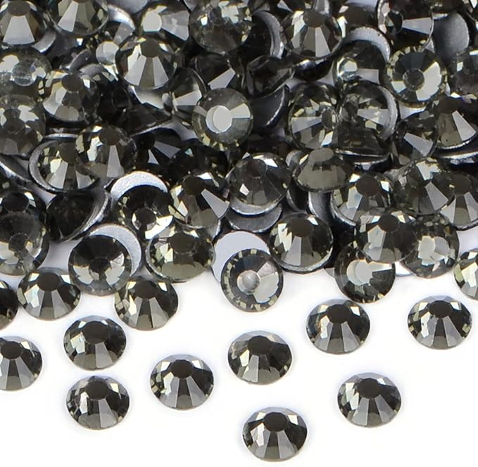 1440PCS Art Nail Rhinestones Non Hotfix Glue Fix Round Crystals Glass Flatback for DIY Jewelry Making with one Picking Pen (ss20 1440pcs, Black Diamond)