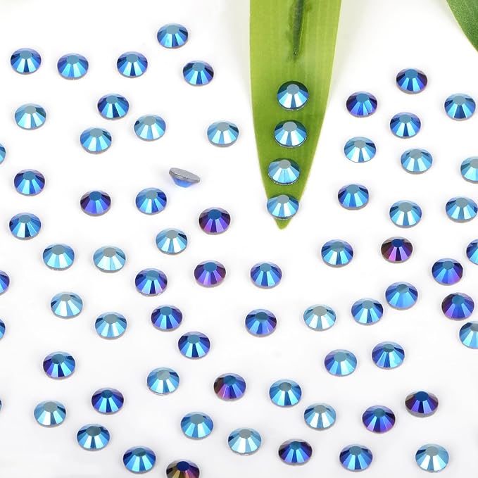 Bymitel Hotfix Crystal Rhinestones Round Gems Iron on DIY Jewelry Making Flat Back for Crafts,Black AB, 1.6mm(SS4/2880pcs)
