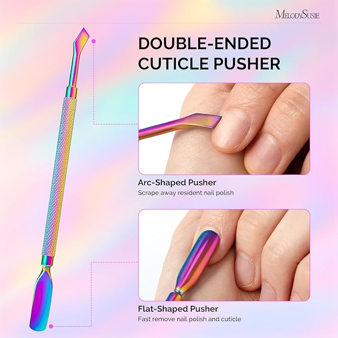 Melodysusie 4 in 1 Acrylic Nail Clippers Set, with Cuticle Trimmer and Dual-Ended Cuticle Pusher Remover, Stainless Steel Acrylic Nail Cutter Set, Pedicure Manicure Acrylic Nail Tools for Home Salon