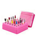 2 in 1 Nail Drill Bit Holder , 100 Holes Nail Drill Bits Organizer Display Stand Container Box, Manicure Drill Cleaning Brush, Professional Box Container for Manicure Tools ( Large)