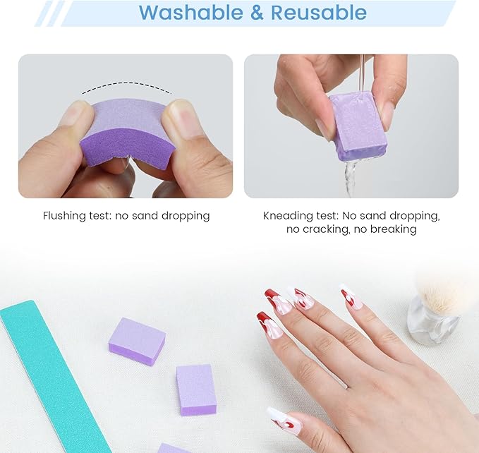 Nail Buffer Block, 100 PCS Mini Buffers, 2 Way Coarse Medium Grit 100/180, 1.3 inch Long, Small Buffing Kits for Nail Gel Polish, Acrylic & Press-On Nails Prep, Pedicure & Manicure, Purple