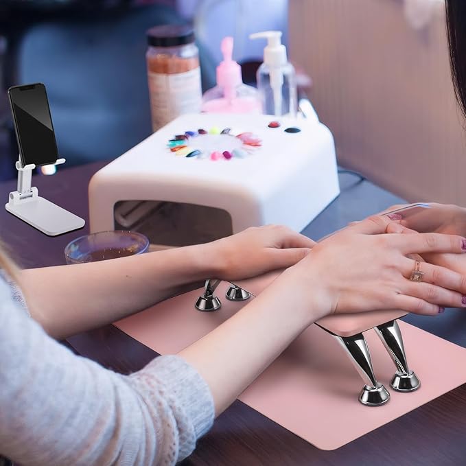 Demissle 3 Pcs Nail Art Tools and Accessories Include 1 Detachable Big Arm Rest for Nails Cushion, 1 Nail Art Table Mat, 1 Cell Phone Stand, for Manicure Technician Salon Home Use