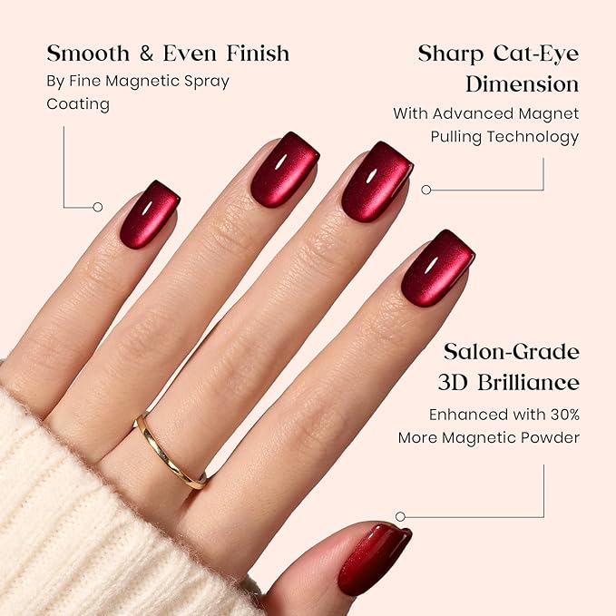 Beetles X Press Cat Eye Nails Kit - Mystic Aurora | 7 Colors Cat Eye Press On Nails Short Square | 224Pcs 16 Sizes All-in-One Kit With Nail Glue,Remover,Builder Top Coat,Nail Lamp Gift