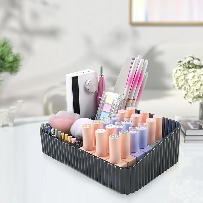 Nail Drill Machine & Bits Storage Box, 10 Holes Transparent Acrylic Drill Bit Holder, Plastic Nail Drill Tool Displayer Holder Case for Nails, Nail Drill Grinding Bit Organizer (Black)