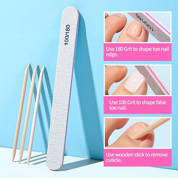Teenitor 120pcs Natural Toe Nail Press ons, Press On Toenails for Women with Nail Glue, Toe Nail Tips Toe Press on Nails Fake Toenails Toe Tips