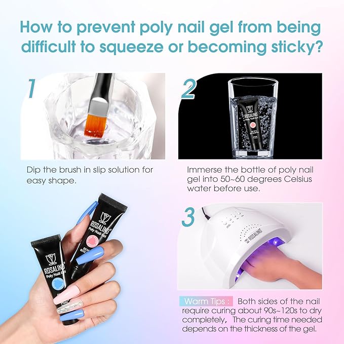 Poly Nail Gel Starter Kit with Drill-14 Colors + 75 Nail Art Accessories Kit, ROSALIND Neon Poly Extension Gel with Big UV Light 48W and Electric Nail Drill Starter Kit with Everything