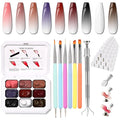 Christmas Gel Polish, 9 Colors Ombre Patting Gel Nail Polish Palette, 100 Sponges 6 Brushes 1Grabber, Blending Color Gradient Painting Nails Art, No Wipe, UV/LED Cured (Set 08)