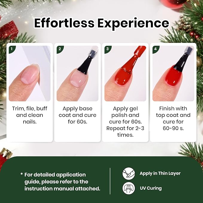 Beetles Gel Nail Polish Set – Spectrum Red Green Glitter Gel Polish, 36 Colors Soak Off UV LED Long Lasting Nail Gel Kit for Manicure Gifts for Women