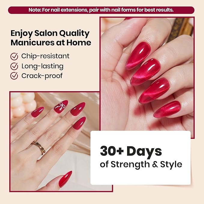Beetles Builder Gel for Nails-Garnet Glow 0.5 oz 8 in 1 for Building Apex Strengthening Thickening Extension DIY Salon at Home for Beginner,Red Builder Nails Gel,LED & UV Lamp Needed