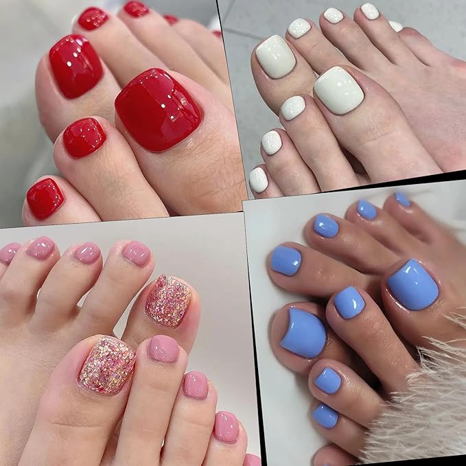 LoveOurHome 600pc Clear Fake Toenails Gel Toe Nail Tips Acrylic Toenail Tips Short Square Soft Gel Toes Nail Tips Half Cover False Toenails for Acrylic Toe Nails Extension Press ons