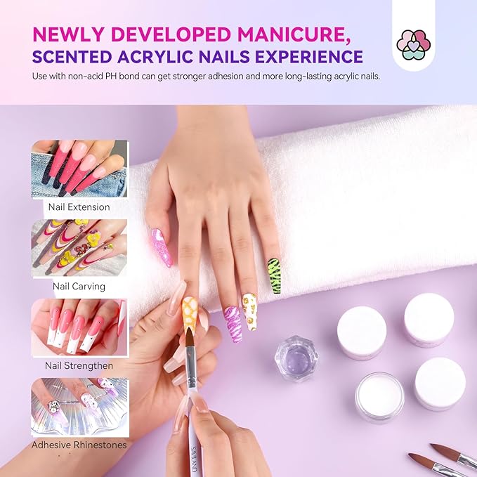 SAVILAND Acrylic Nail Kit with Drill & Essential Oil: Professional Acrylic Nails Kit for Beginner with Everything Nail Powder & Liquid Nail Primer Complete Home DIY Kit Salon Women Christmas Gift