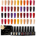 MEET ACROSS Fall Winter Series Gel Polish Set 22 Colors Gel Nail Polish Kit Orange Burgundy Red Purple for Nail Art Manicure Kit for Women 30Pcs